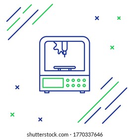 Line 3D printer icon isolated on white background. Colorful outline concept. Vector