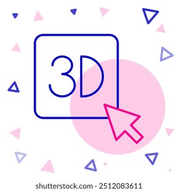 3D-Liniendruckersymbol einzeln auf weißem Hintergrund. 3D-Druck. Farbiges Umrisskonzept Vektorgrafik