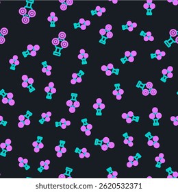 Line 3D scanner icon isolated seamless pattern on black background.  Vector