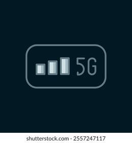 Line 5G new wireless internet wifi connection icon isolated on black background. Global network high speed connection data rate technology. Flat filled outline style with shadow. Vector