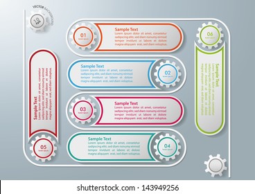 Line with 6 gears and 6 options. Eps 10 vector file.