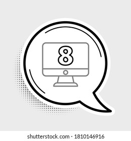 Line 8 March on monitore icon isolated on grey background. International Happy Women Day. Colorful outline concept. Vector