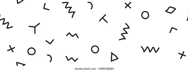 Line 90s Graphic Texture. Pop Fashion Pattern. Line Abstract Design. Simple Set Triangle Collection School Plus Ornament. Funky Geometric Drawn. Line Seamless Design. Paper Monochrome Wallpaper Angle.