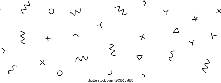 Line 90s Minimal Pattern. Fun Memphis Element. Simple Form Ornament. Baby Abstract Repeat. Trendy Set Ornament Decoration Party Geometric Print. Funky Monochrome Wallpaper Angle. Line Abstract Repeat.