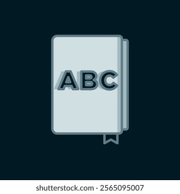 Line ABC book icon isolated on black background. Dictionary book sign. Alphabet book icon. Flat filled outline style with shadow. Vector