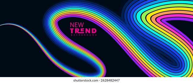 line abstract background, Colorful abstract rerto background featuring vibranti lines in warm and cool tones, wave line