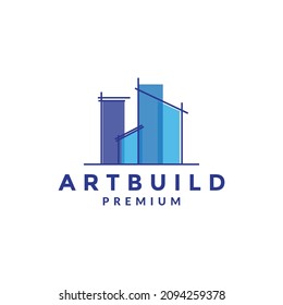 Logo des abstrakten blauen Bauarchitekten Vektorgrafik-Design-Idee