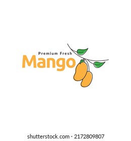 Line Abstract Branch Orange Mango Logo Design Vector Graphic Symbol Icon Illustration Creative Idea