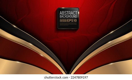 line abstract curve waves red and gold color background image, minimalist gradient, composition for illustration advertising, application, Banner or template design.