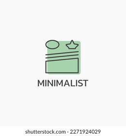 Line abstract logo with random shapes in minimalist style.