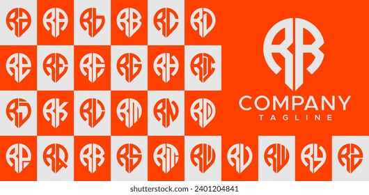 Line abstract marker pin letter R RR logo design set