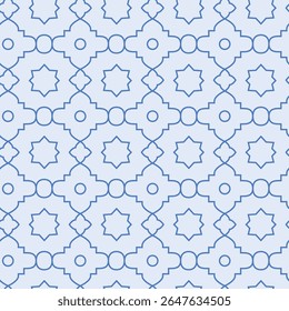 Linha abstrato padrão sem emenda geométrica árabe mínimo. Moderno estilo marroquino oriental rede grade fundo azul.
