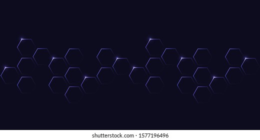 Line abstract navy blue hexagons background. Futuristic modern hi-tech background for digital technology. Vector illustration EPS10.