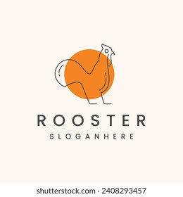 Line abstract rooster logo template