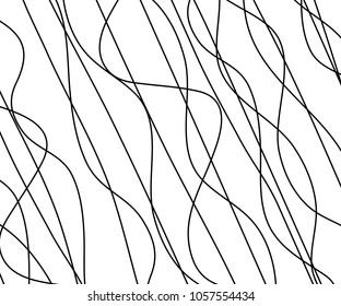 Line Abstract Seamless Pattern With Hand Drawn Lines. Wavy Striped Vector Illustration