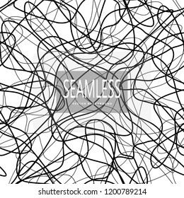 Line abstract seamless pattern with hand drawn lines. wavy striped vector illustration. Irregular abstract grid texture