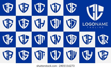 Line abstract shield letter L LL logo design set