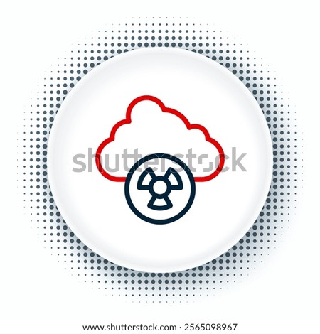 Line Acid rain and radioactive cloud icon isolated on white background. Effects of toxic air pollution on the environment. Colorful outline concept. Vector