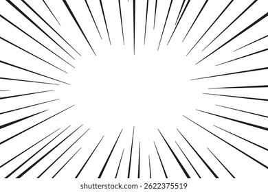 Line action comic effect, explosive force, concentration line burst from center, motion effects, explosion speed in comics style - for stock