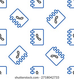 Adressbuch-Symbol, isoliertes nahtloses Muster auf weißem Hintergrund. Notizbuch, Adresse, Kontakt, Verzeichnis, Telefon, Telefonbuchsymbol. Farbiges Umrisskonzept Vektorgrafik