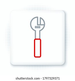 Line Adjustable wrench icon isolated on white background. Colorful outline concept. Vector
