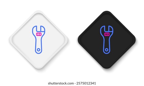 Line Adjustable wrench icon isolated on white background. Colorful outline concept. Vector