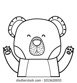 line adorable bear wild animal of the forest