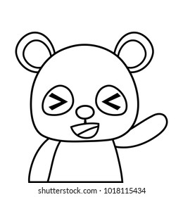 line adorable and cheerful panda wild animal