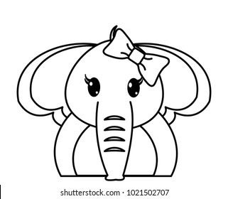 line adorable female elephant cute animal