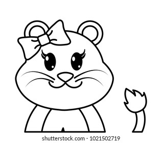 line adorable female lion cute animal