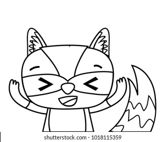 line adorable and glad raccoon wild animal
