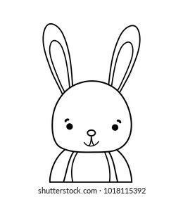line adorable and happy rabbit wild animal