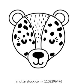 line adorable leopard head wild animal