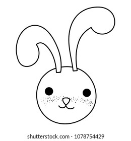 line adorable rabbit head wild animal
