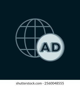 Line Advertising icon isolated on black background. Concept of marketing and promotion process. Responsive ads. Social media advertising. Flat filled outline style with shadow. Vector