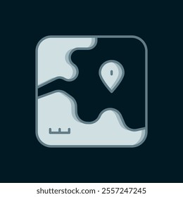 Line Africa safari map icon isolated on black background. Flat filled outline style with shadow. Vector