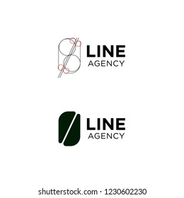 Line agency logo vector illustration. Business logo with golden ratio