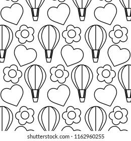 line air balloon with exotic flower background