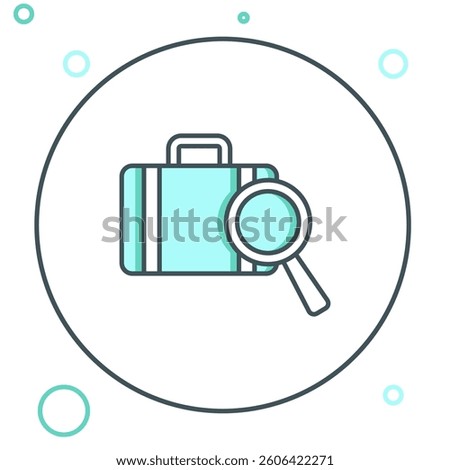 Line Airline service of finding lost baggage icon isolated on white background. Search luggage. Colorful outline concept. Vector