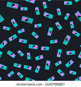 Line Airline ticket icon isolated seamless pattern on black background. Plane ticket.  Vector