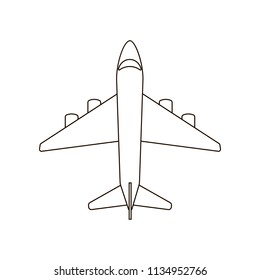 Line airplane icon isolated on white. Travel icon. Vacation icon. Business icon. Vector illustration.