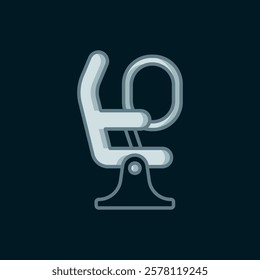 Line Airplane seat icon isolated on black background. Flat filled outline style with shadow. Vector