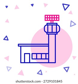 Line Airport control tower icon isolated on white background. Colorful outline concept. Vector Illustration