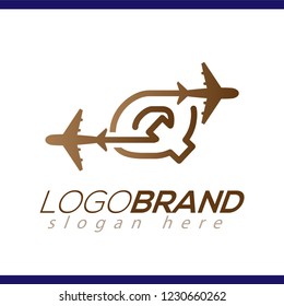 Line Airways Q letter logo vector element. Initial Plane Travel logo Template