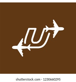 Line Airways U letter logo vector element. Initial Plane Travel logo Template