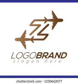 Line Airways Z letter logo vector element. Initial Plane Travel logo Template