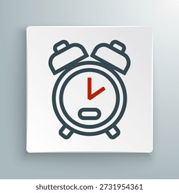 Linha Ícone do relógio despertador isolado no fundo branco. Acorde, levante o conceito. Sinal de tempo. Conceito de contorno colorido. Vetor