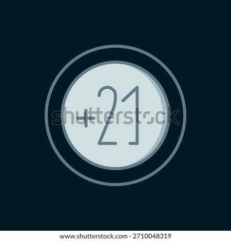 Line Alcohol 21 plus icon isolated on black background. Prohibiting alcohol beverages. Flat filled outline style with shadow. Vector