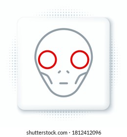 Line Alien icon isolated on white background. Extraterrestrial alien face or head symbol. Colorful outline concept. Vector