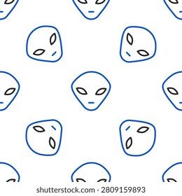 Line Alien icon isolated seamless pattern on white background. Extraterrestrial alien face or head symbol. Colorful outline concept. Vector